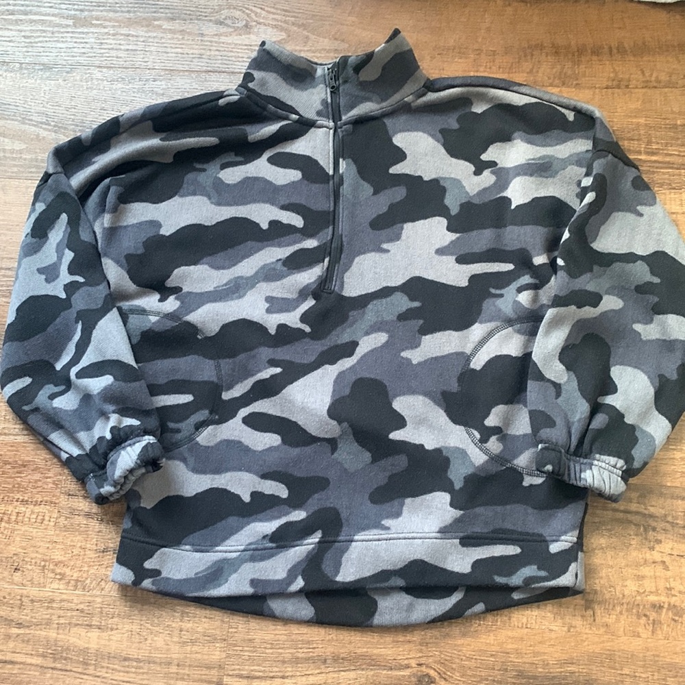 Get After It Girls Camo Sweater Camouflage Black Gray